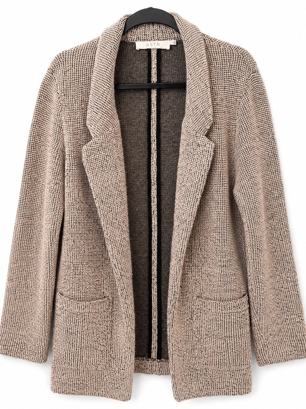 ASTR‎ the Label Tweed Knit Sweater Jacket Revolve Neutral Minimalist Cardigan S